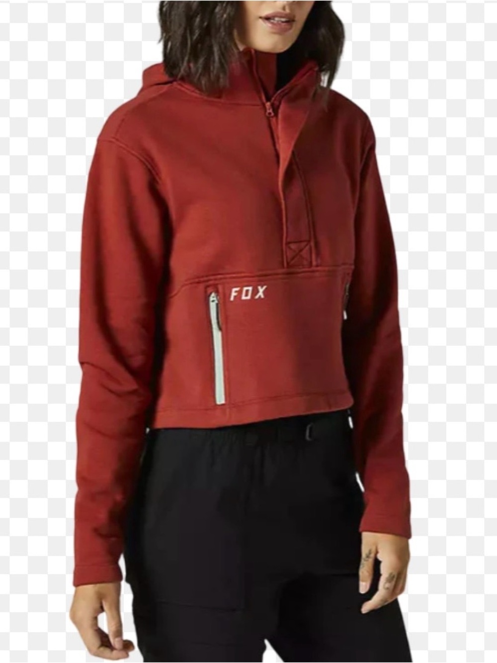 Fox Women's Deep Rust Half-Zip Teddy Jacket size S/M
